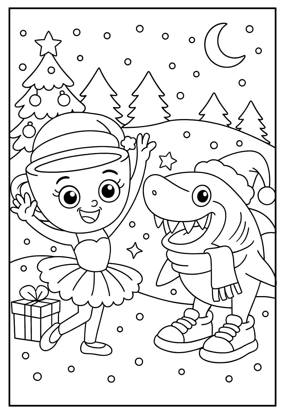 Desenho de Tralalero Tralala de Natal para colorir