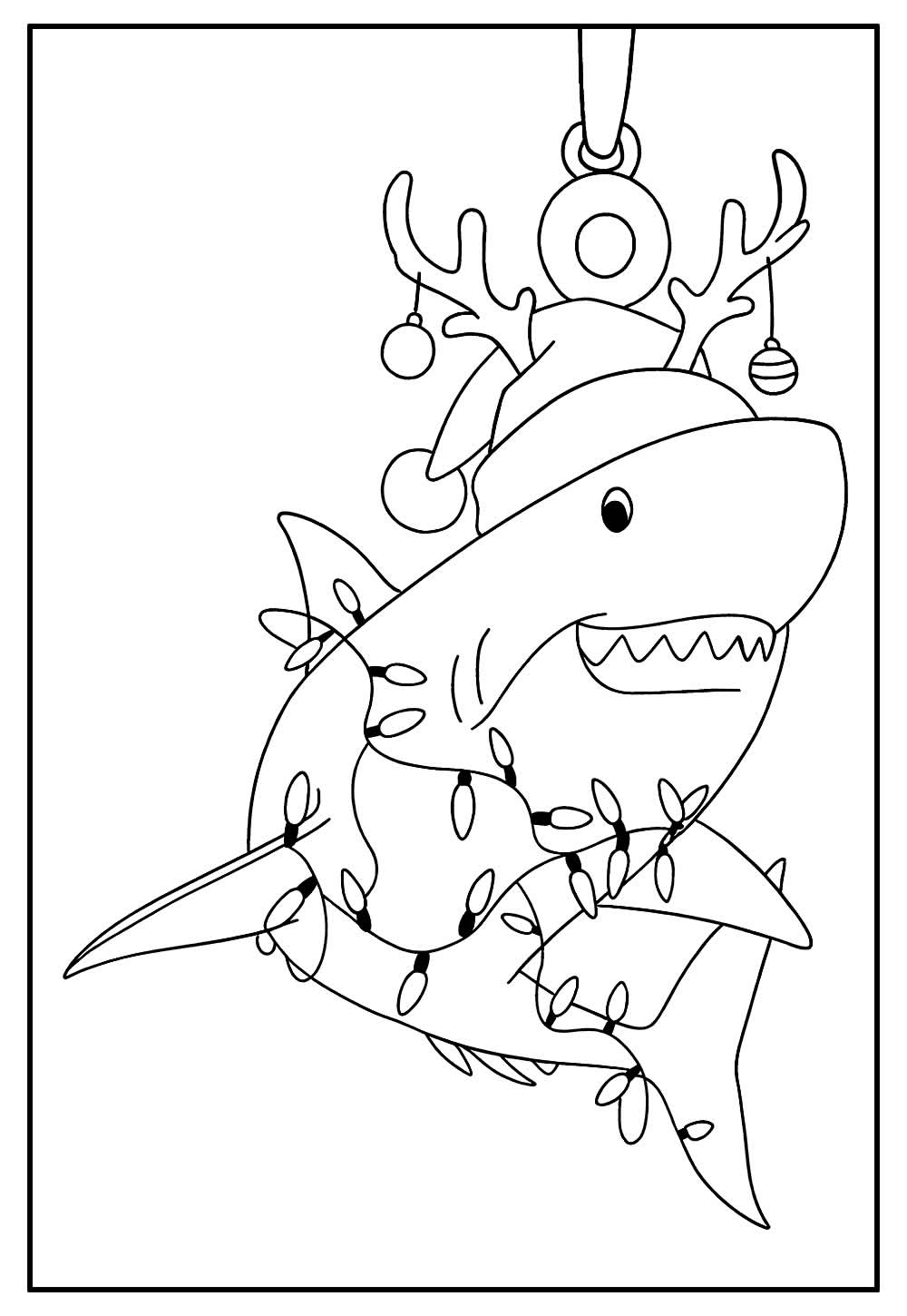 Desenho de Tralalero Tralala de Natal para pintar