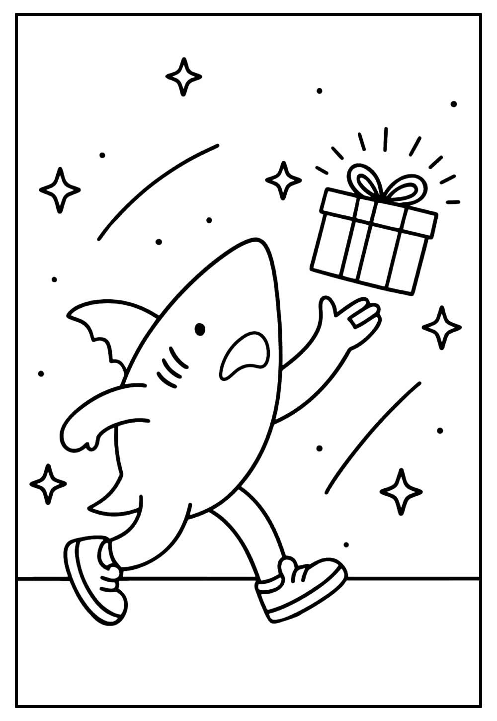 Desenho de Tralalero Tralala de Natal para pintar