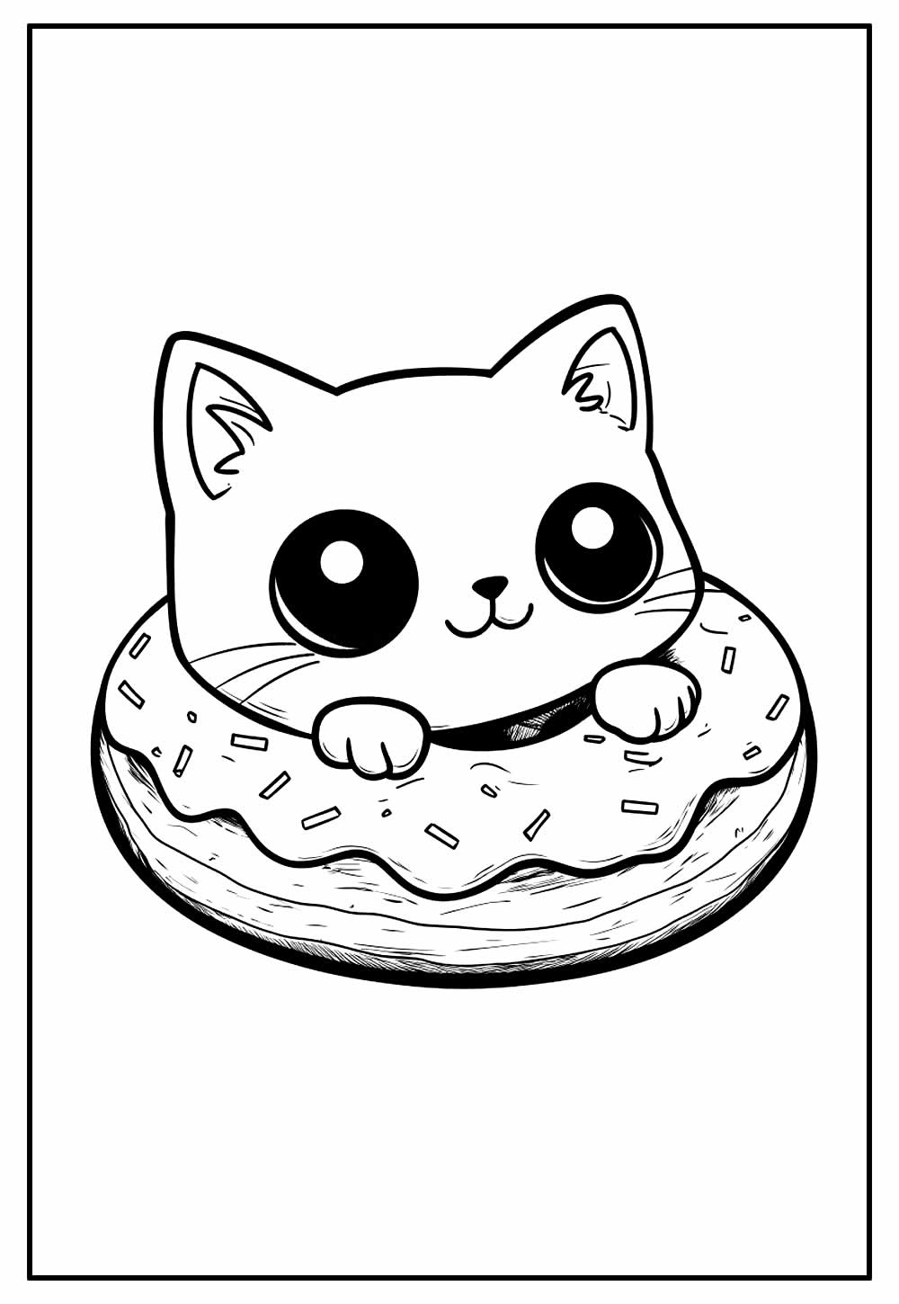 Desenho de Gatinho Kawaii para colorir