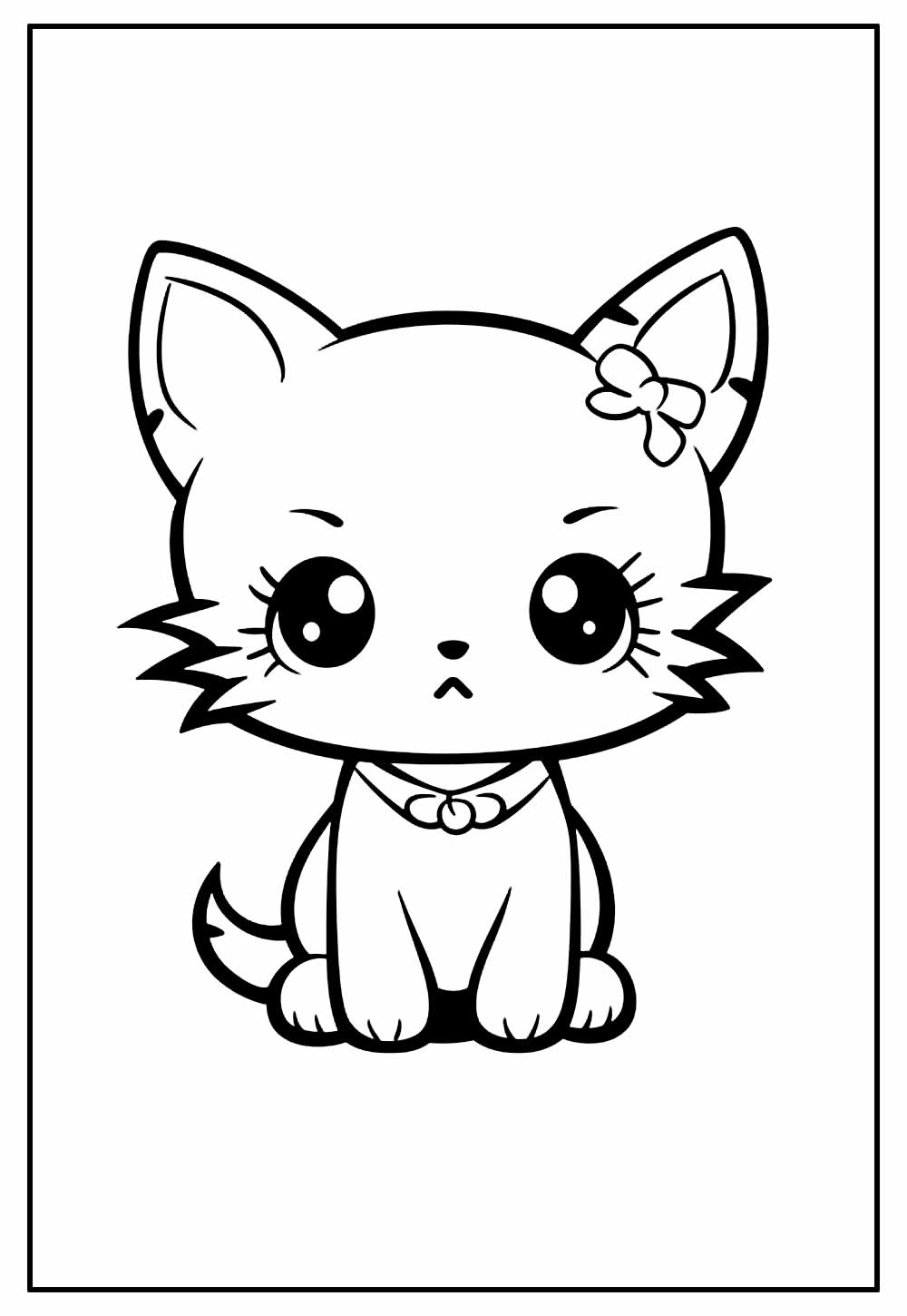 Desenho de Gatinho Kawaii para colorir