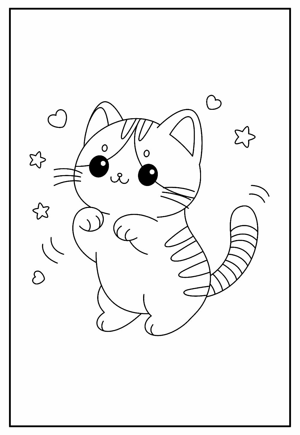 Gatinho Kawaii para colorir