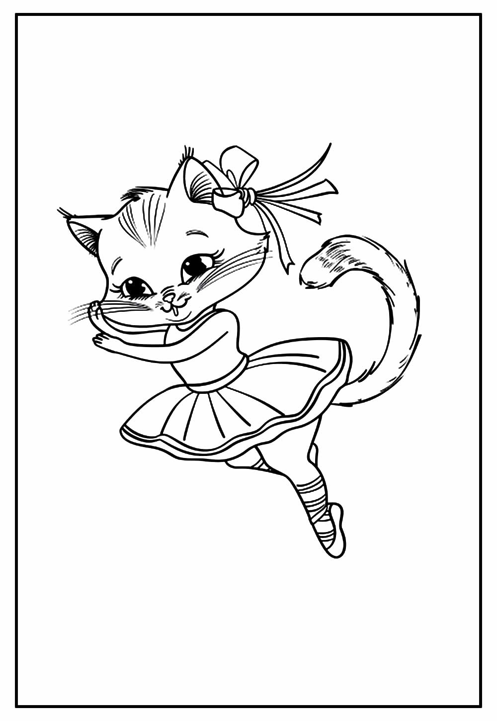 Gatinho Kawaii para colorir