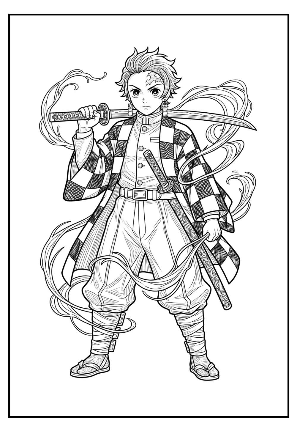 Desenho Demon Slayer Colorir - Tanjiro Kamado