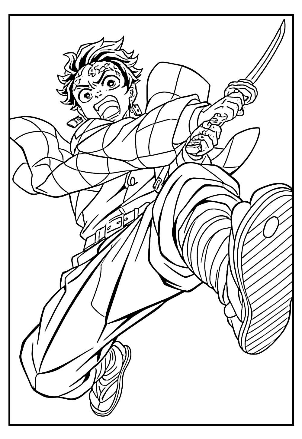 Desenho Demon Slayer Colorir - Tanjiro Kamado