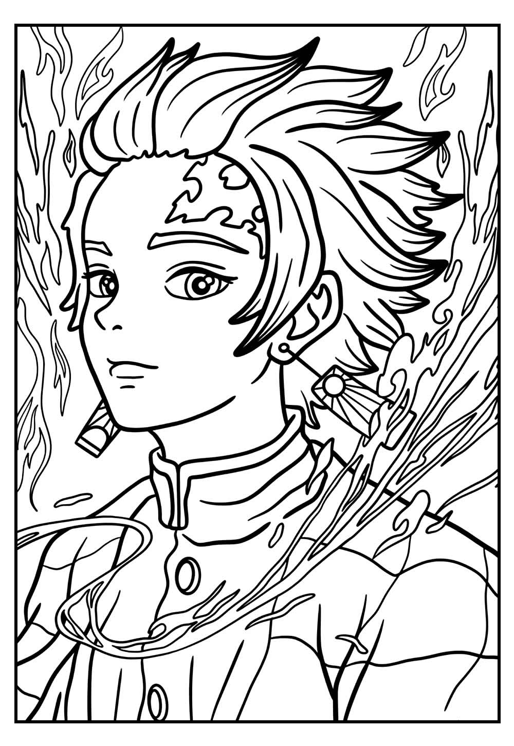 Desenho do Tanjiro Kamado para colorir