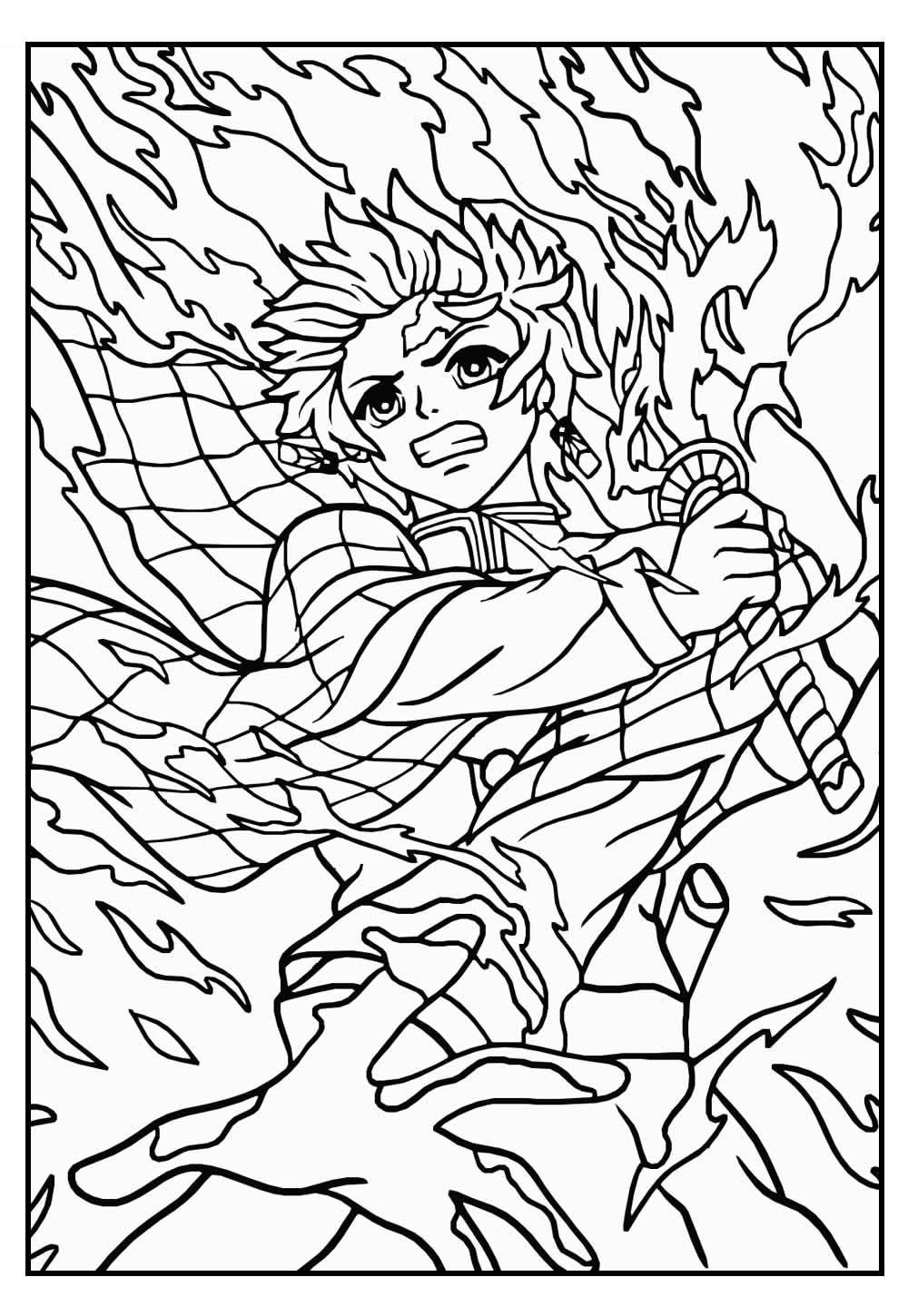 Desenho do Tanjiro Kamado para pintar