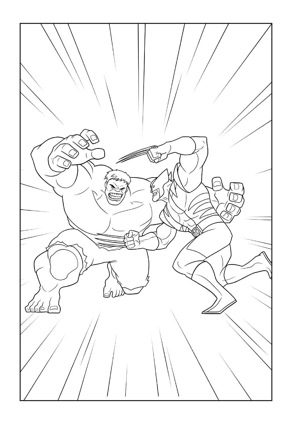 Desenho dos Avengers com Hulk e Wolverine