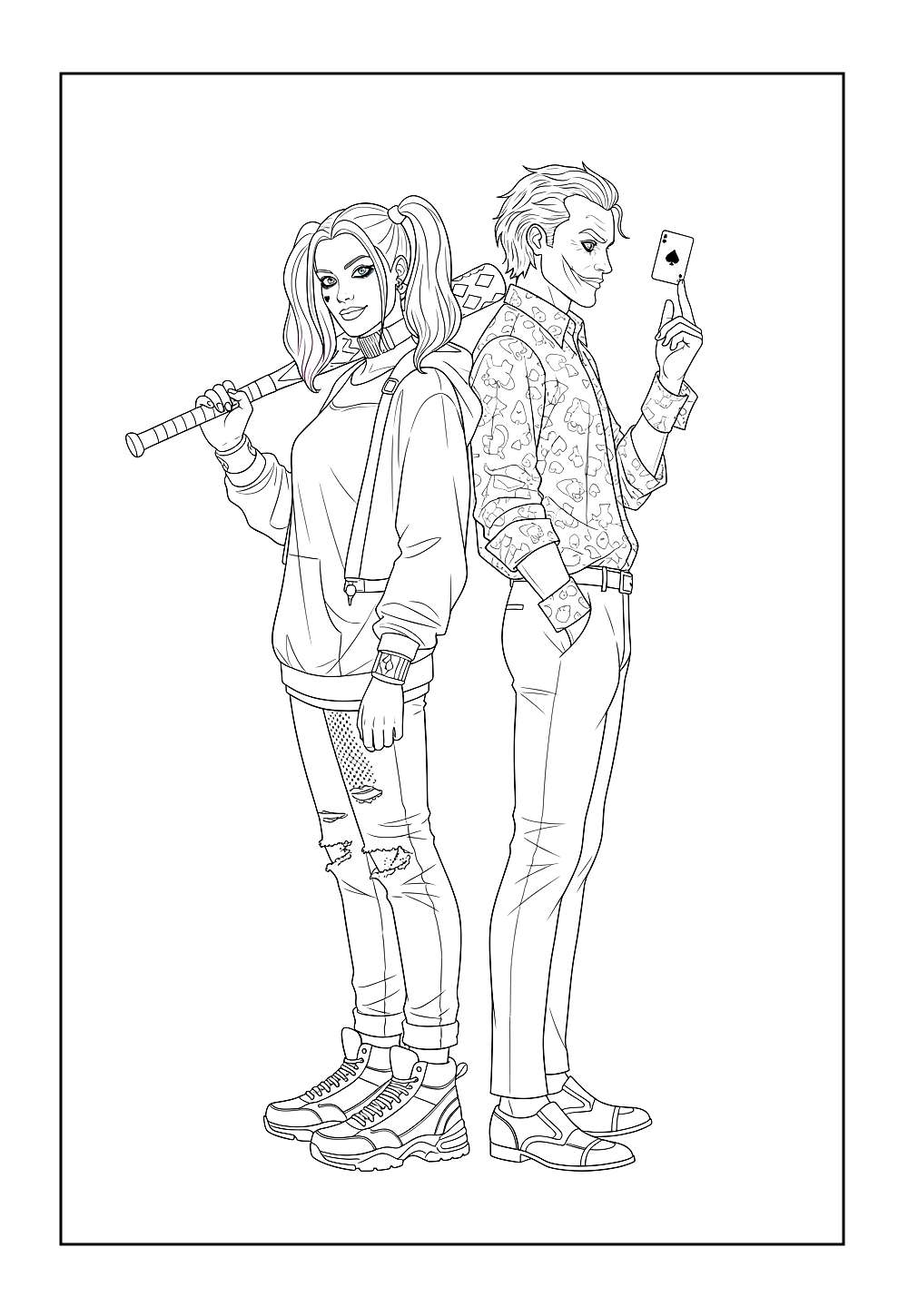 Desenhos da Arlequina para colorir e pintar