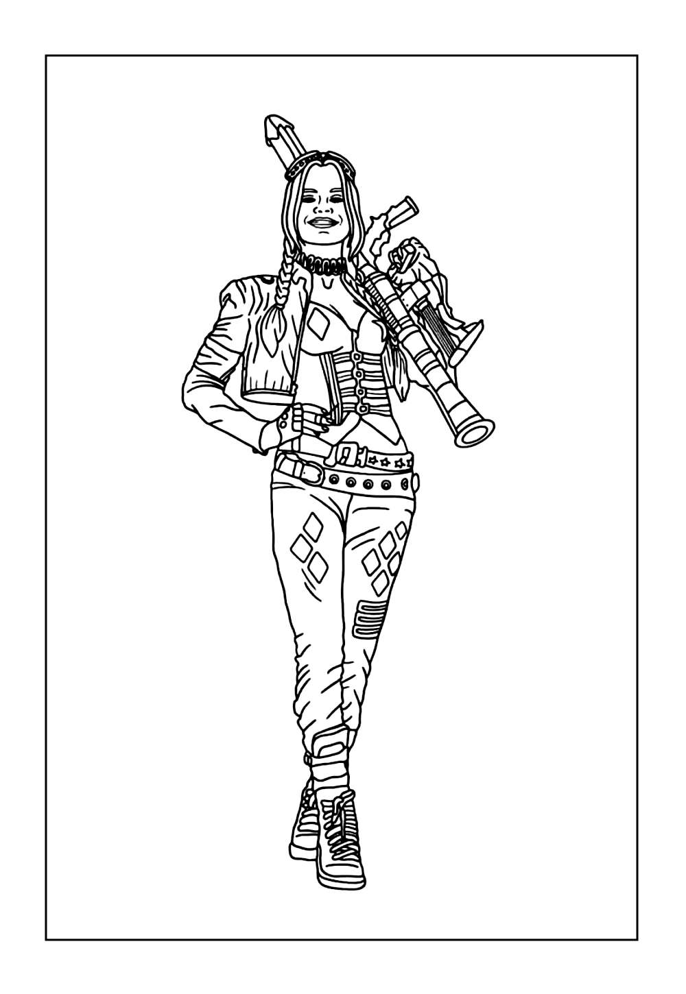 Desenhos da Arlequina para colorir