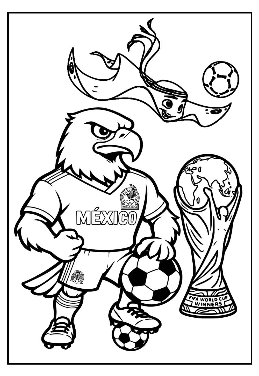 Mascotes da Copa do Mundo para colorir