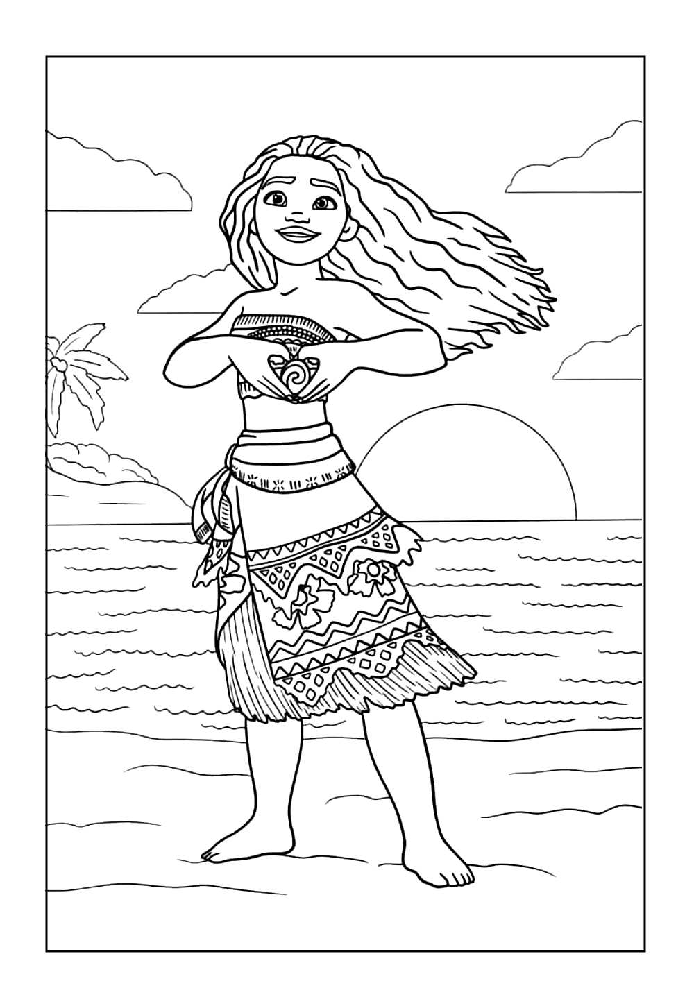 Desenho de Moana para colorir