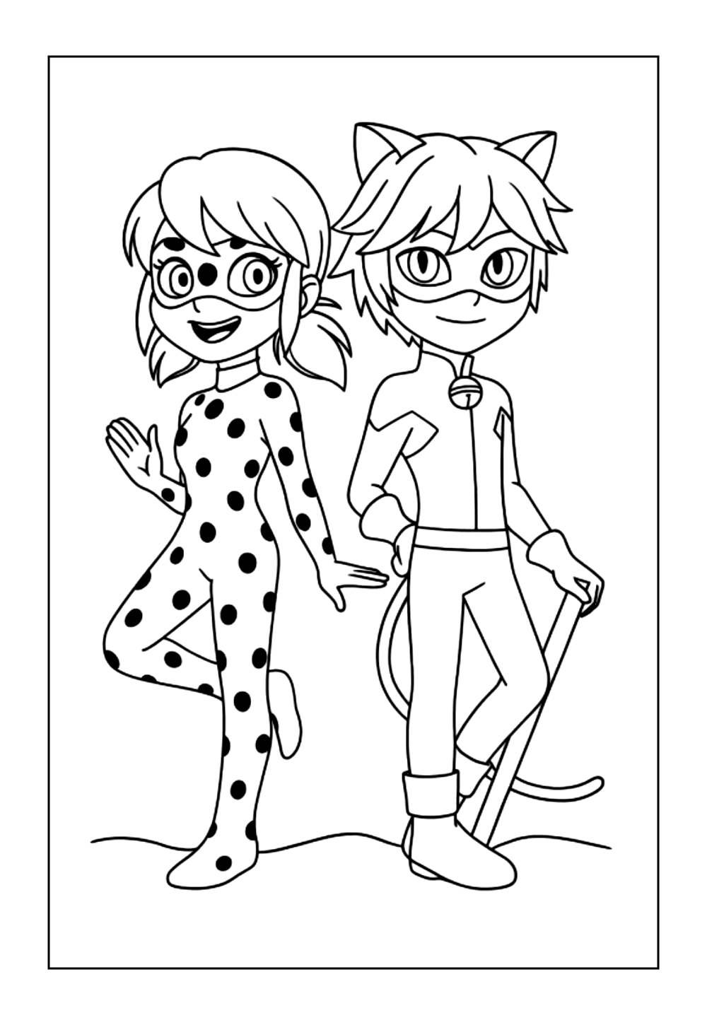 Desenho do Cat Noir e Ladybug