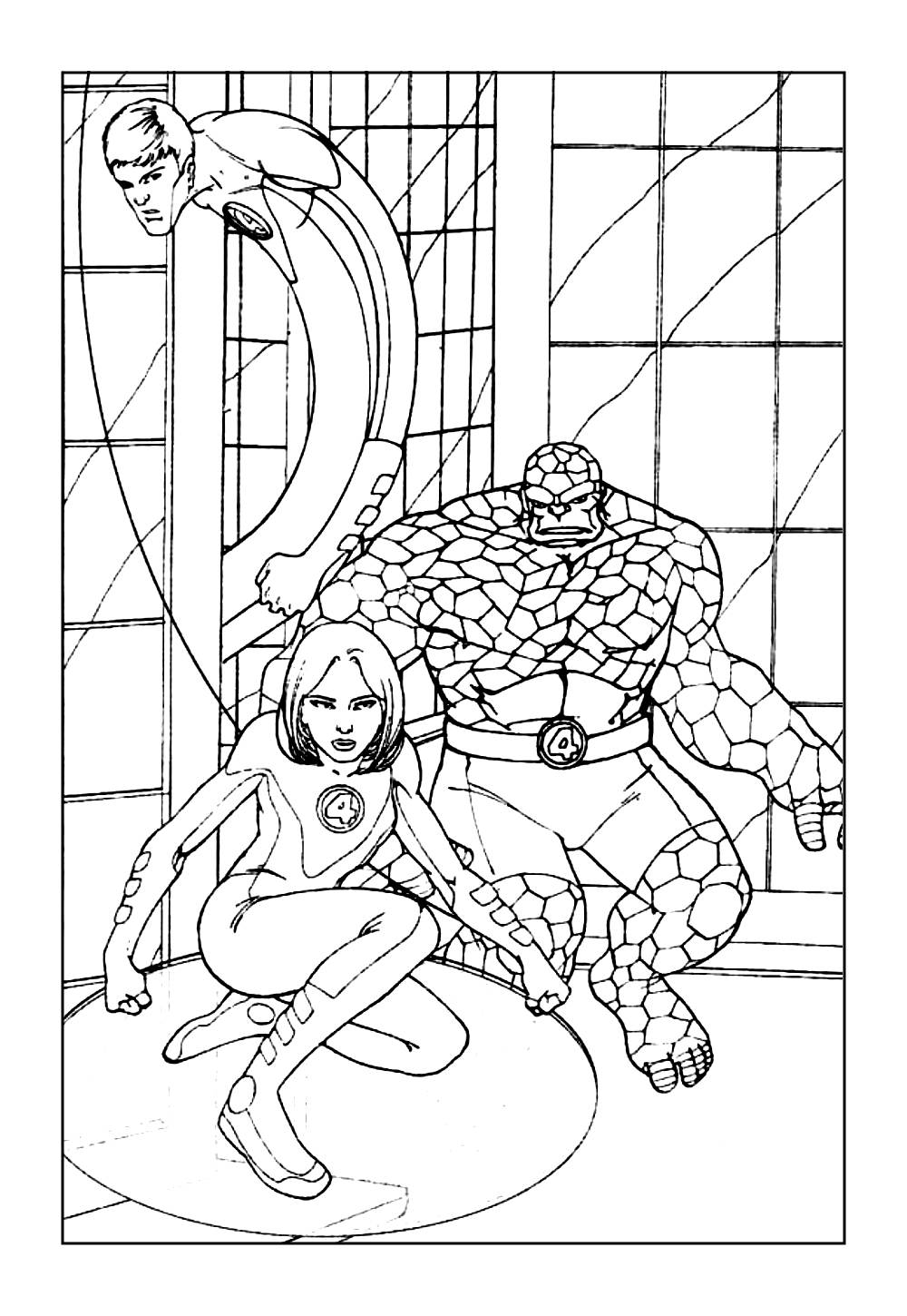 Desenho do Quarteto Fantástico para colorir