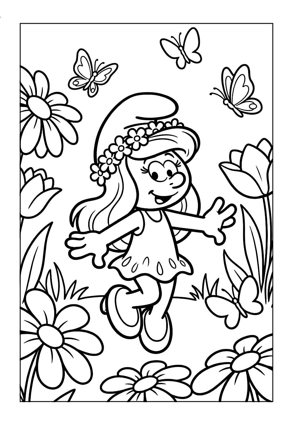 Desenhos Smurfette para Colorir e Pintar