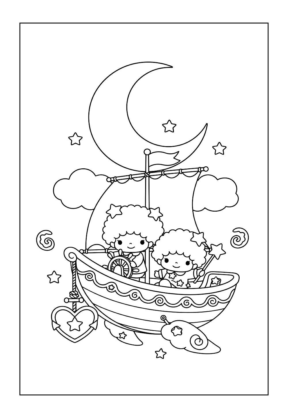 Desenho de Little Twin Stars para Pintar