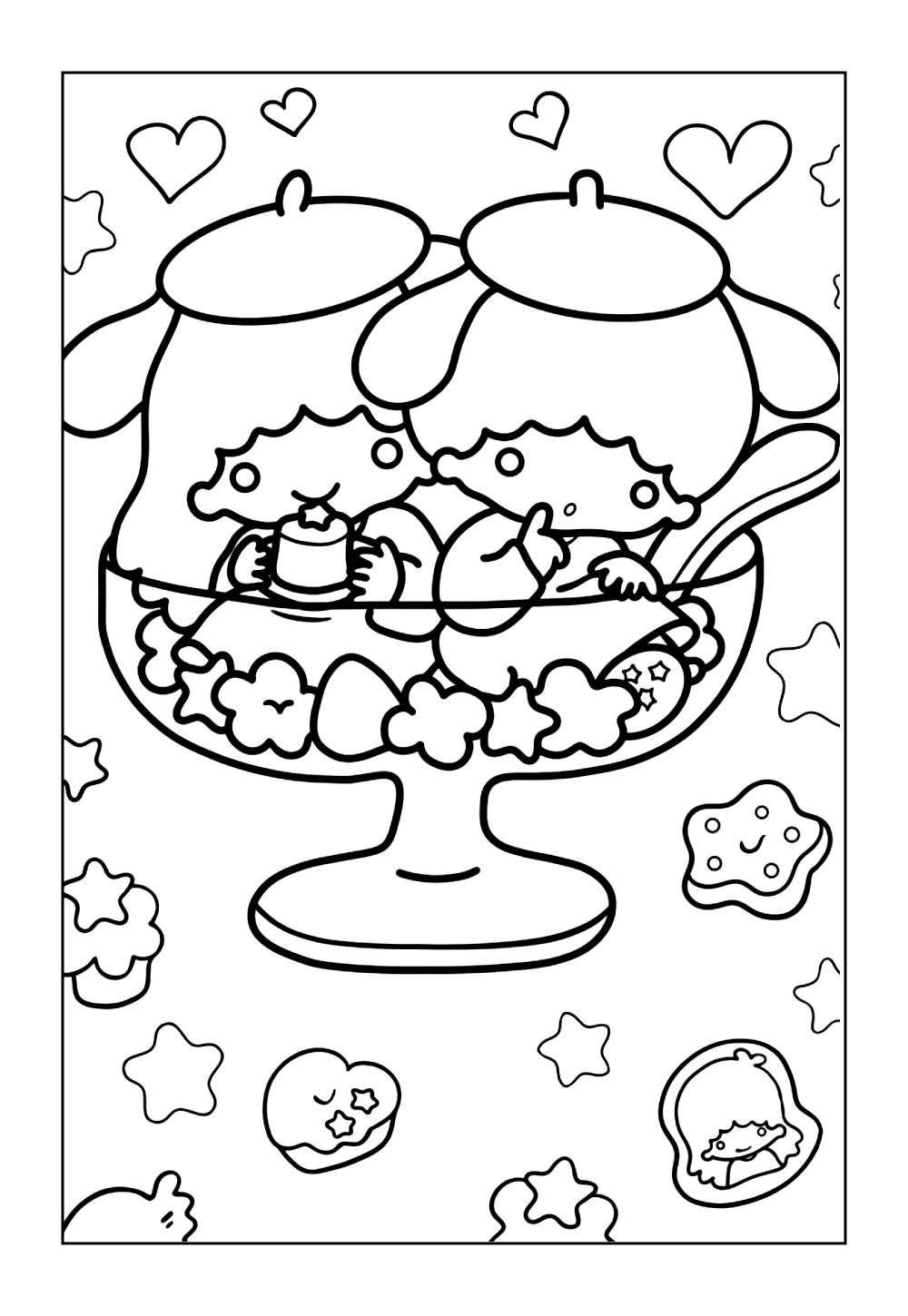 Desenho de Little Twin Stars para Imprimir