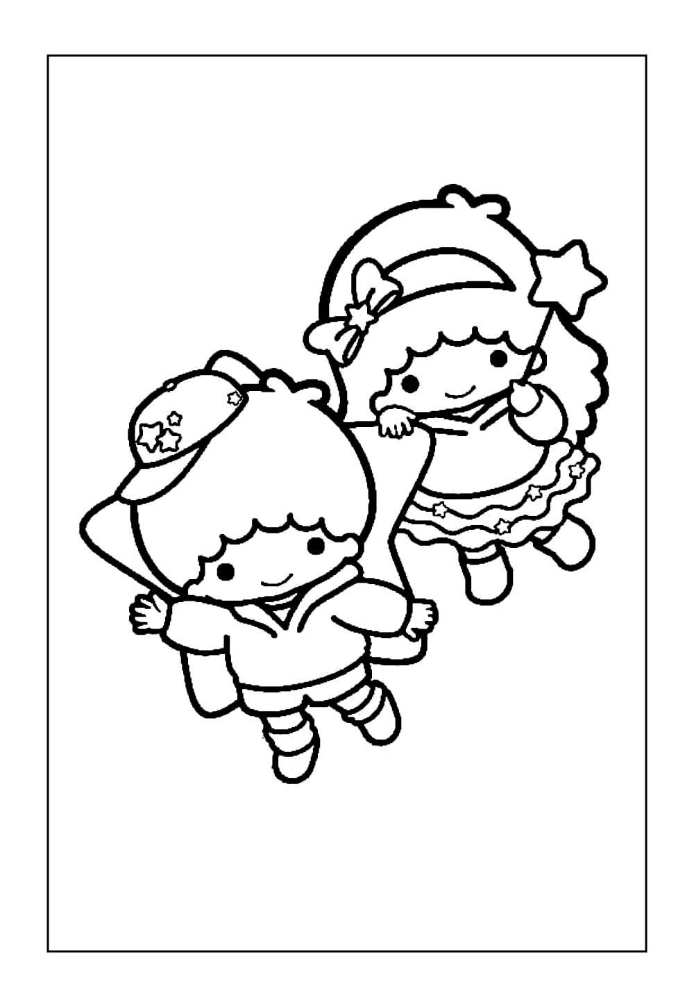 Desenho de Little Twin Stars para Imprimir e Colorir