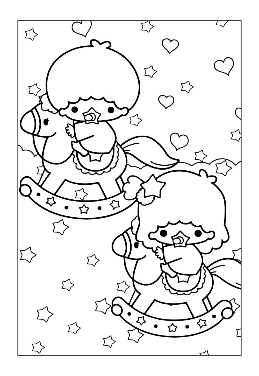 Desenho de Little Twin Stars para Imprimir e Pintar