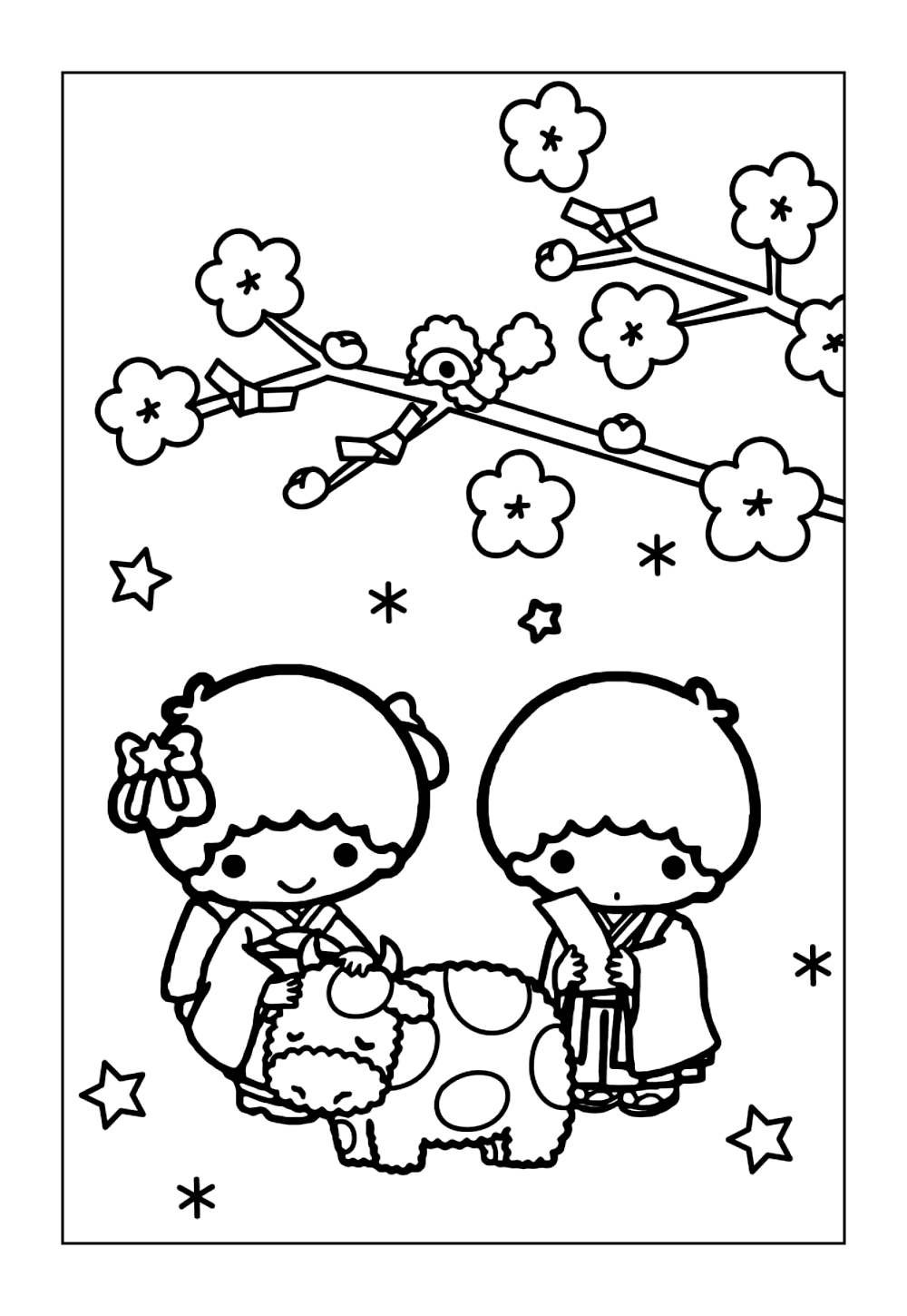 Desenho de Little Twin Stars para Pintar