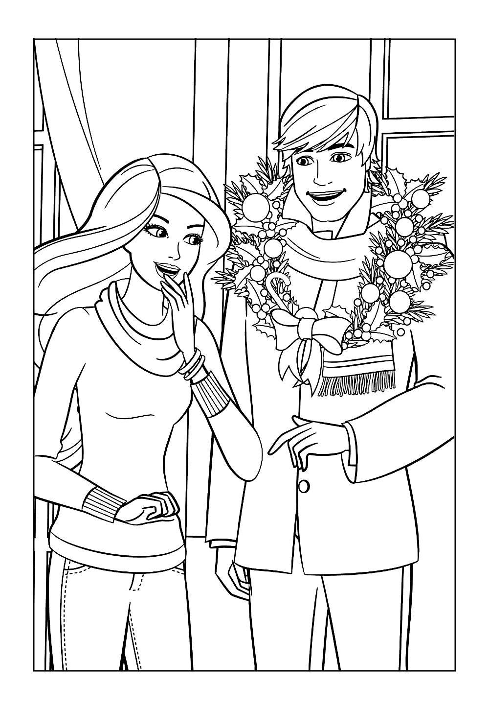 Desenho do Ken e da Barbie para colorir