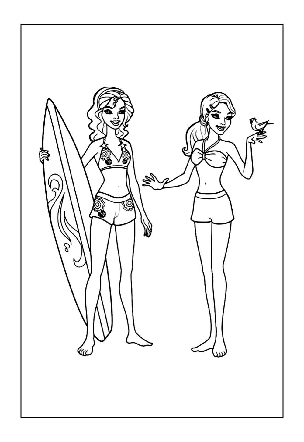 Desenhos de Barbie Surfista para pintar e colorir