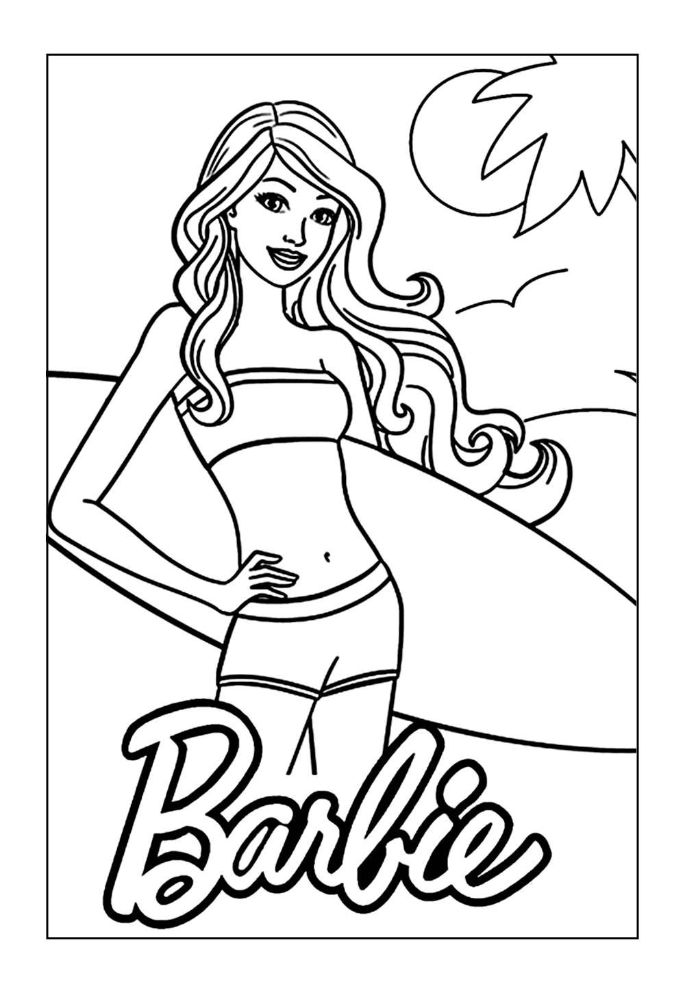 Desenhos da Barbie Surfista para colorir
