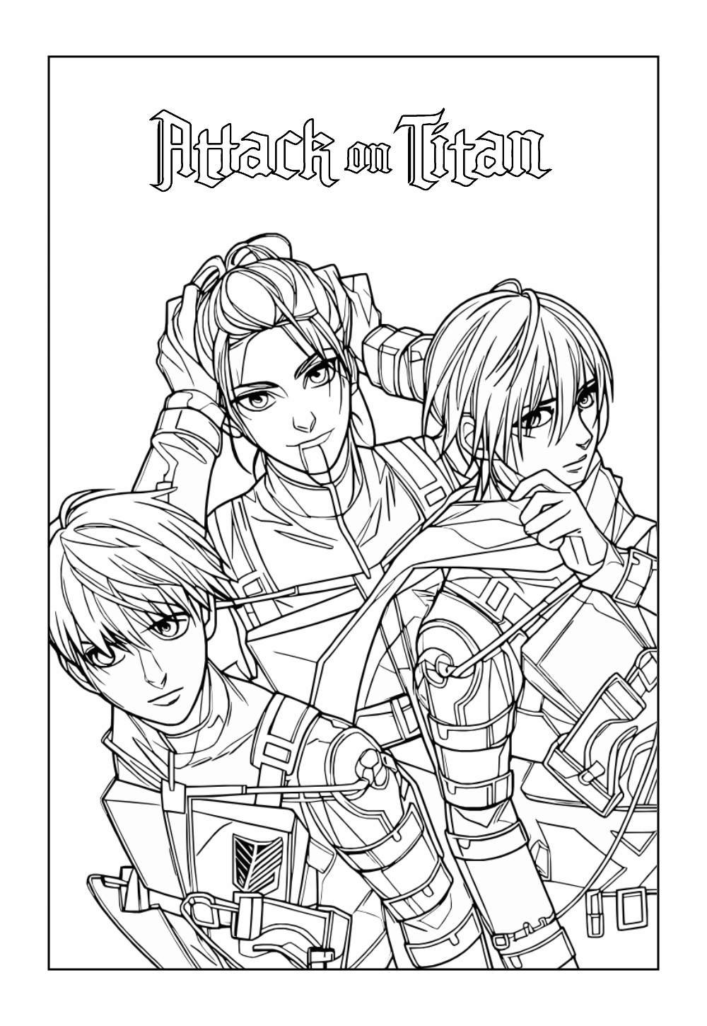 Desenho de Attack on Titan para pintar