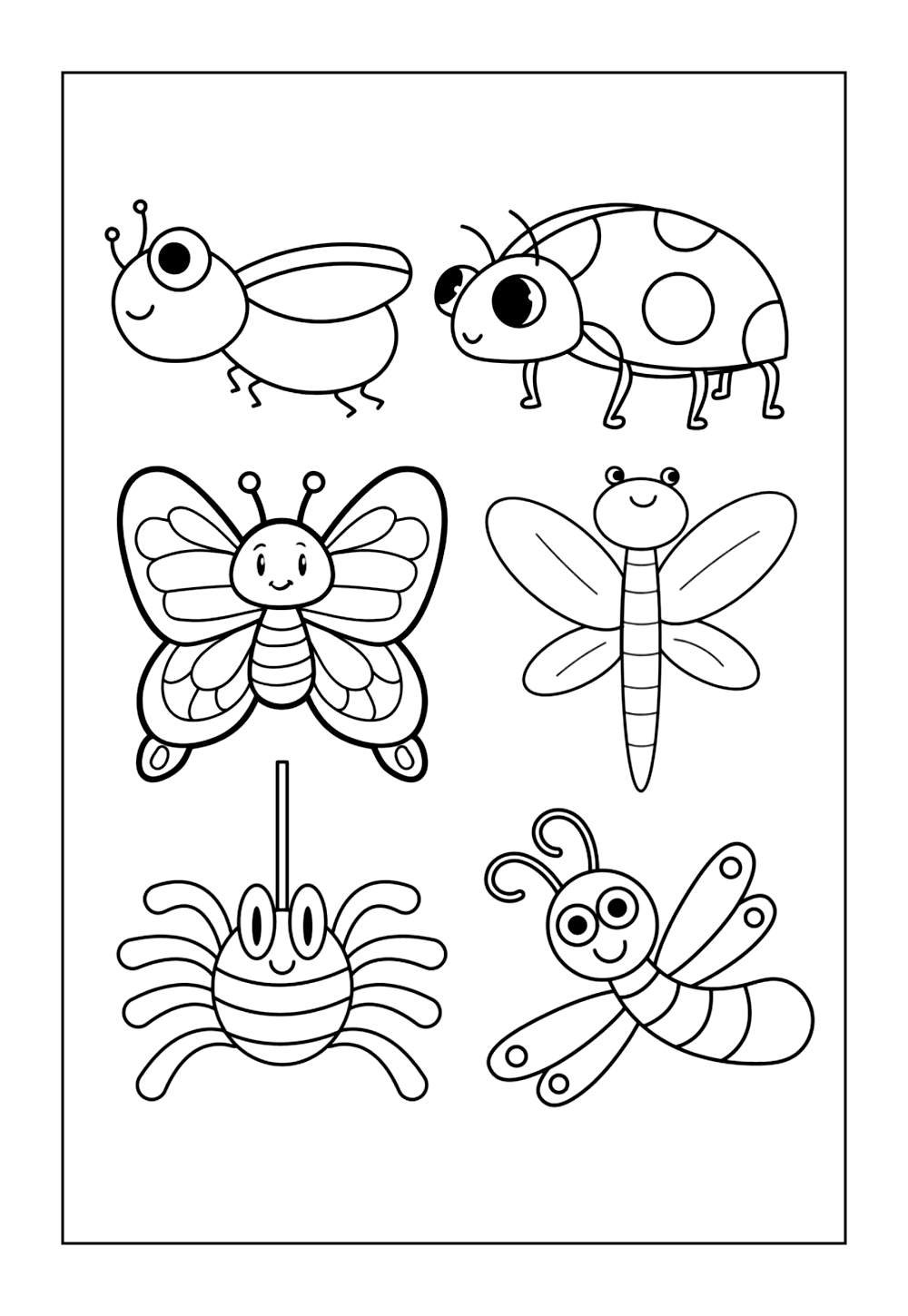 Joaninha e insetos para colorir