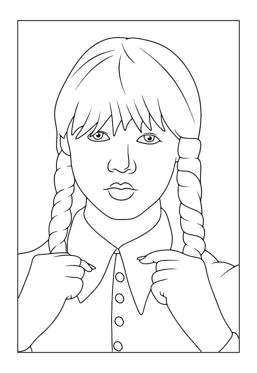 Desenho de Wandinha Adams para pintar