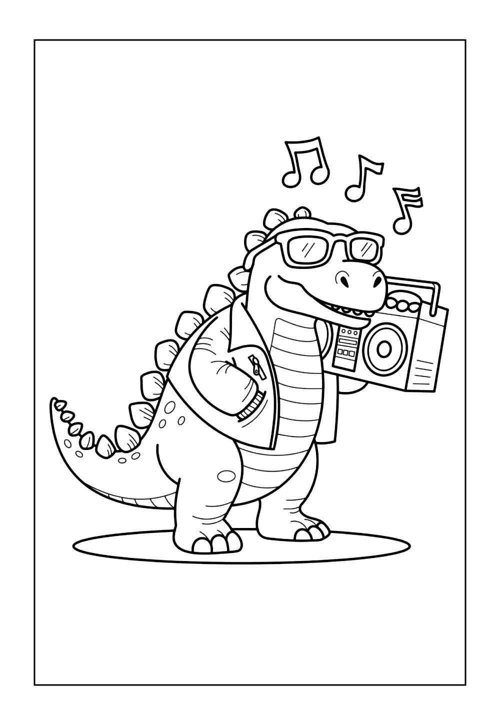 Desenho Fofo do Dinossauro Estegossauro para colorir