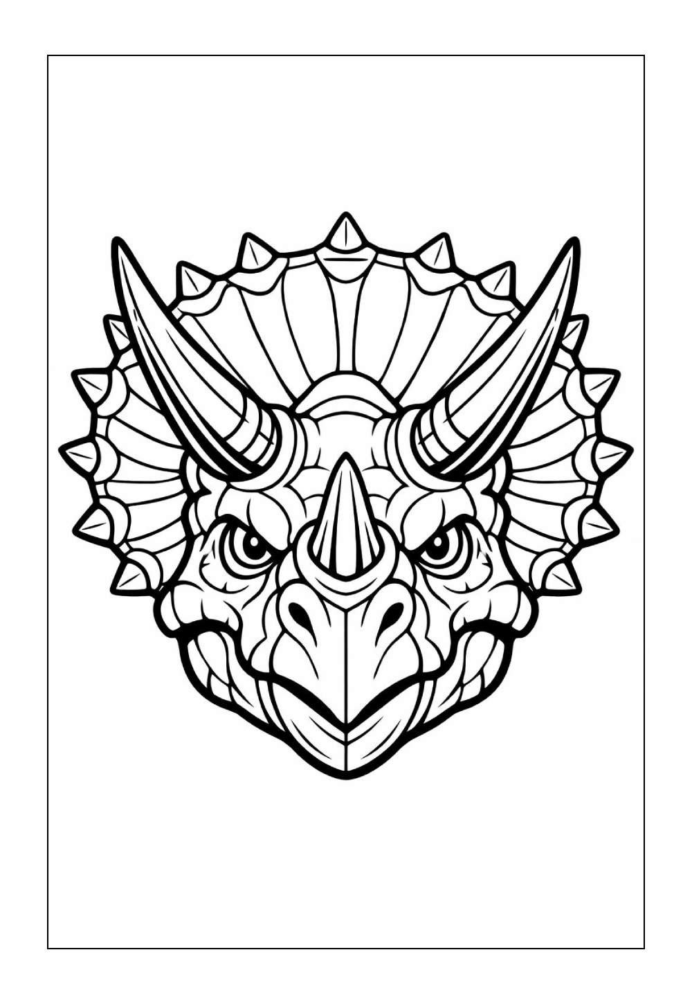 Desenho de Triceratops para pintar e colorir
